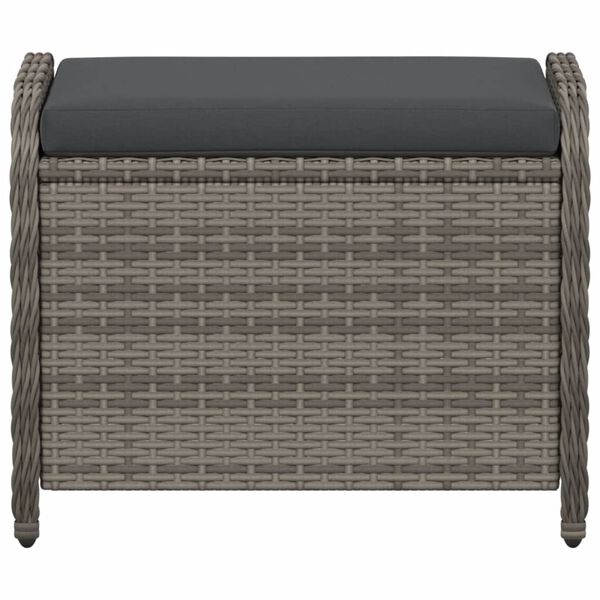 vidaXL Tuinkruk met kussen 58x46x46 cm poly rattan grijs