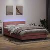 vidaXL Boxspring met matras en LED fluweel roze 140x210 cm