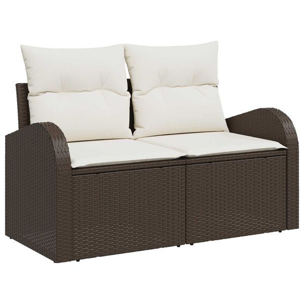 vidaXL Tuin Sofa Set 5 pcs Bruin en Cr&egrave;me Poly rattan, staal en glas