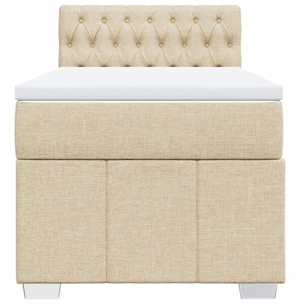 vidaXL Boxspring met matras stof cr&egrave;mekleurig 80x200 cm