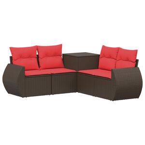 vidaXL Bankstel 5 st Bruin en Rood 188 x 188 x 85 cm