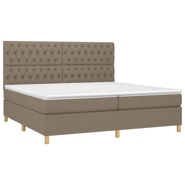 vidaXL Boxspring met matras en LED stof taupe 200x200 cm