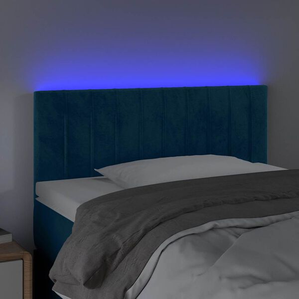 vidaXL Hoofdbord LED 80x5x78/88 cm fluweel donkerblauw
