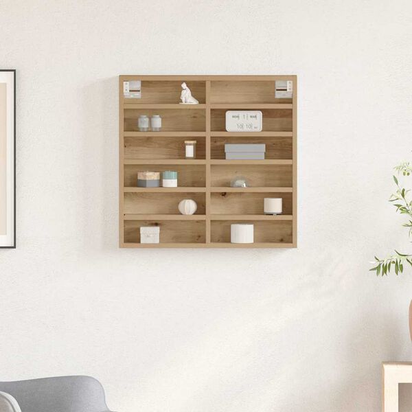 vidaXL Vitrinekast Artisan Eiken 60 x 8,5 x 58 cm Bewerkt hout