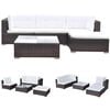 vidaXL 5-delige Loungeset met kussens poly rattan bruin