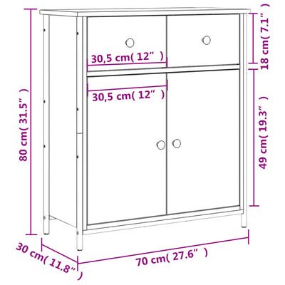 vidaXL Dressoir 70x30x80 cm bewerkt hout gerookt eikenkleurig