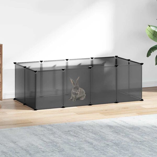 vidaXL Dierenhok klein 144x74x46,5 cm polypropeen en staal zwart