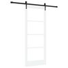 vidaXL Schuifdeur 83 x 202 cm Massief grenenhout en glas Wit