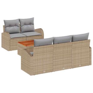 vidaXL Tuinbankenset met kussen 6 pcs Beige poly rattan
