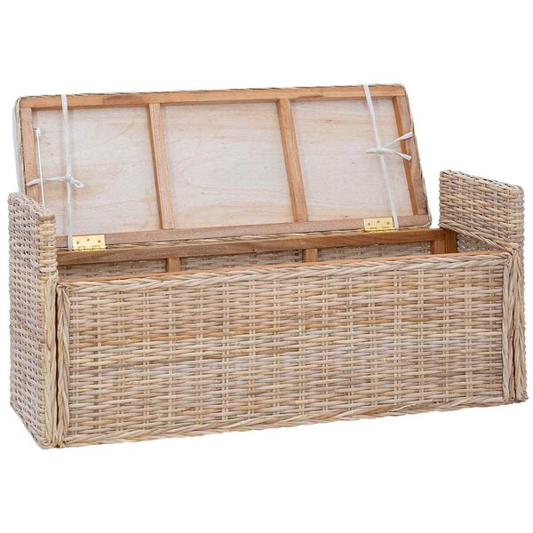 vidaXL Opslagbank met kussen Naturel 110 x 40 x 50 cm Rattan