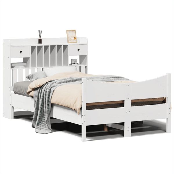 vidaXL Bedframe zonder matras massief grenenhout wit 135x190 cm