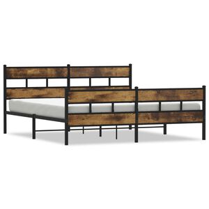 vidaXL Bedframe zonder matras metaal gerookt eikenkleurig 183x213 cm