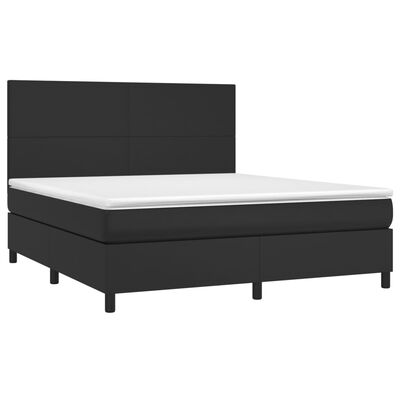 vidaXL Boxspring met matras en LED kunstleer zwart 180x200 cm