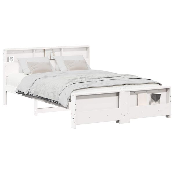vidaXL Bedframe met hoofdeinde Wit 160 x 200 cm Bewerkt hout