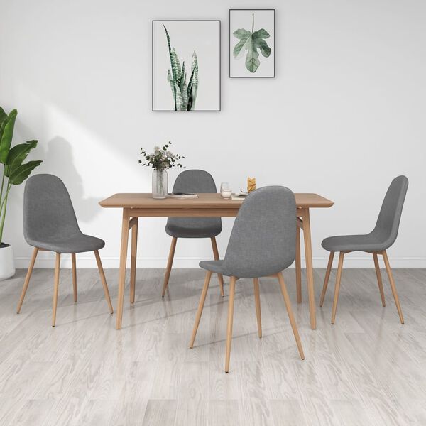 vidaXL Eetkamerstoelen 4 st stof lichtgrijs