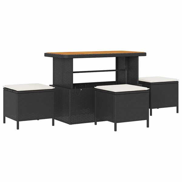 vidaXL Tuin Sofa Set met kussen 9 pcs Zwart poly rattan