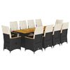 vidaXL 11-delige Bistroset met kussens poly rattan zwart