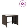 vidaXL Tuinkrukken 4 st met kussens 40x40x35 cm poly rattan bruin