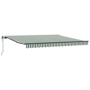 vidaXL Uitschuifbare luifel Groen en Wit 400 &times; 350 cm