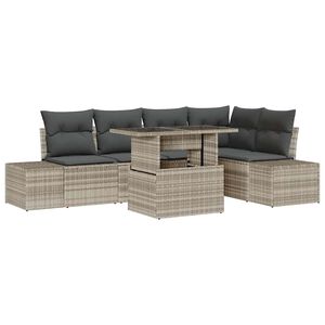 vidaXL Tuin Sofa Set met kussen 6 pcs Lichtgrijs Poly riet