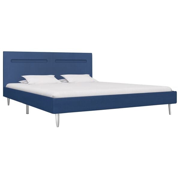 vidaXL Bedframe met LED stof blauw 180x200 cm