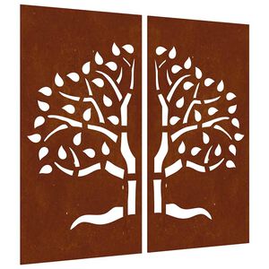 vidaXL Wanddecoratie tuin 2 st boomontwerp 105x55 cm cortenstaal