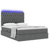 vidaXL Opbergbed met LED met matras Donkergrijs 140 x 190 cm Polyester