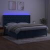 vidaXL Boxspring met matras en LED fluweel donkerblauw 200x200 cm