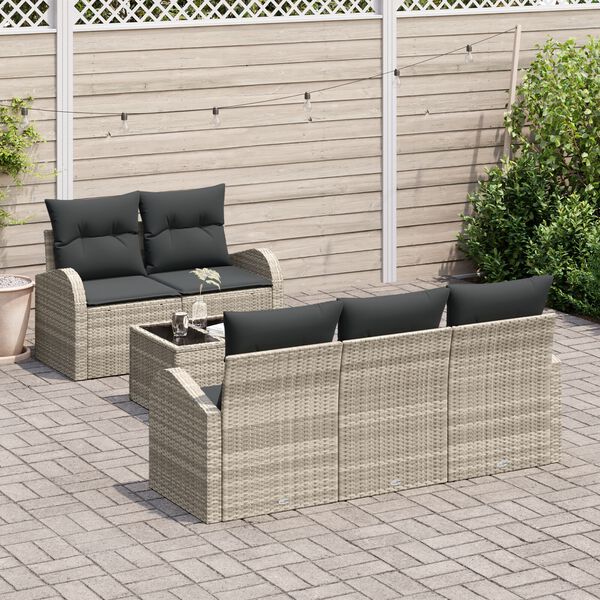 vidaXL Tuin Sofa Set met kussen 6 pcs Licht Grijs en Donker Grijs