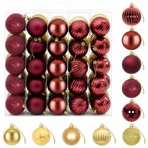 vidaXL Kerstballen set 75 st Goud en wijnrood 6 cm Polystyreen