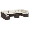 vidaXL Bankstel met kussen 11 pcs Bruin poly rattan
