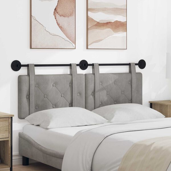 vidaXL Hangend Hoofdeinde Lichtgrijs 130 x 55 x 5 cm Fluweel