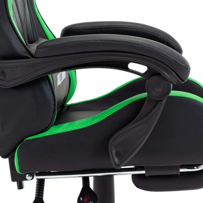 vidaXL Racestoel met voetensteun kunstleer groen en zwart