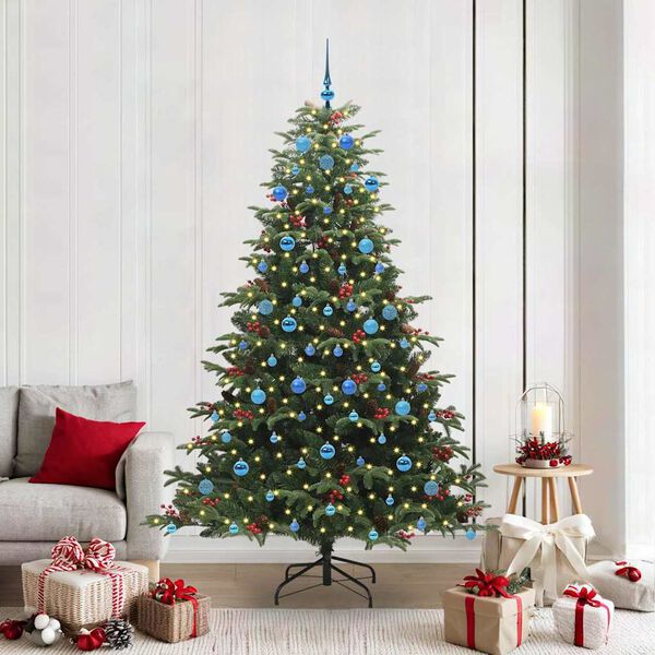 vidaXL Kunstkerstboom Groen 210 cm PVC en Metaal en Plastic