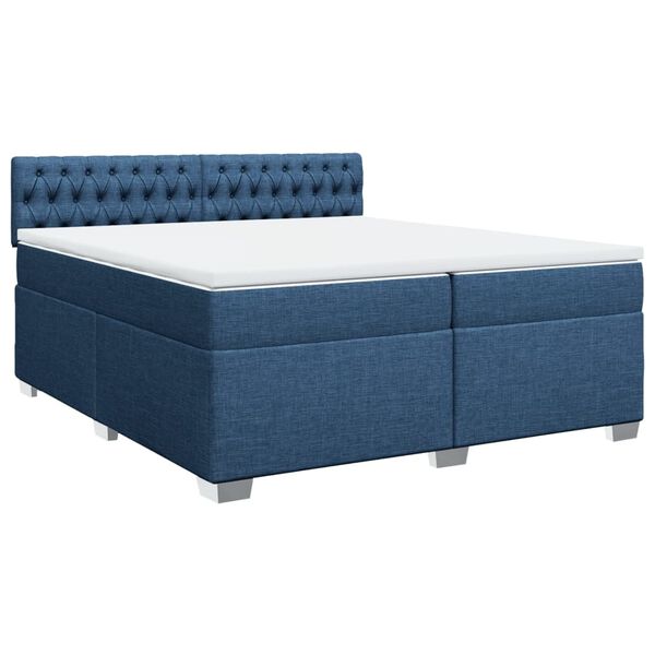 vidaXL Boxspring met matras stof blauw 200x200 cm