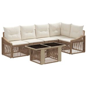 vidaXL Tuinbankenset 6 st Beige en Cr&egrave;me Wit poly rattan