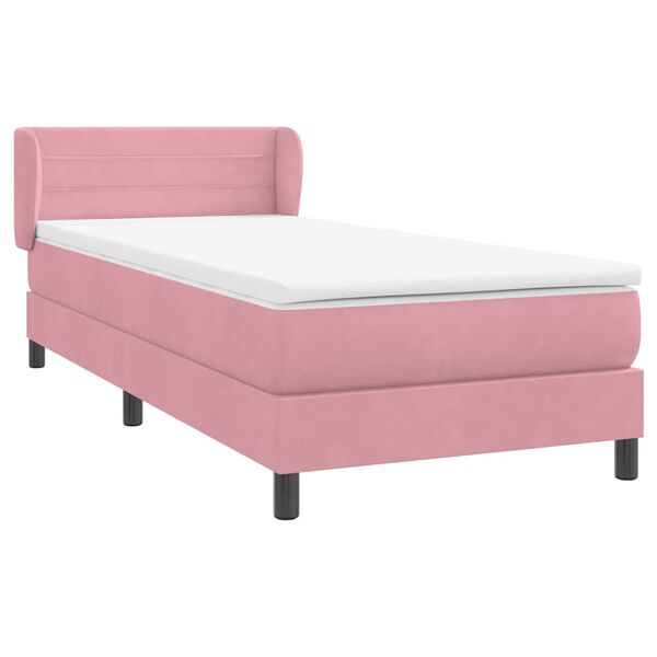 vidaXL Boxspring met matras fluweel roze 80x210 cm