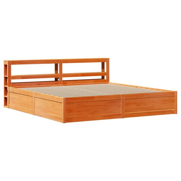 vidaXL Bedframe met hoofdbord massief grenenhout wasbruin 200x200 cm
