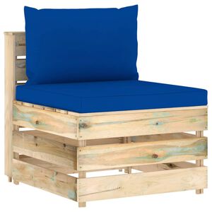 vidaXL Middenbank sectioneel met kussens groen ge&iuml;mpregneerd hout