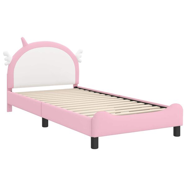 vidaXL Bedframe voor kinderen met hoofdbord Roze 90 x 200 cm PU