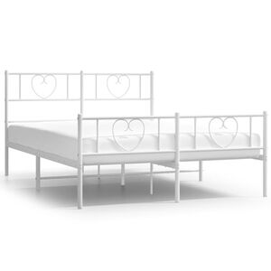 vidaXL Bedframe met hoofd- en voeteneinde metaal wit 160x200 cm
