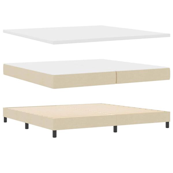 vidaXL Boxspringbed met matras met hoofdeinde Cr&egrave;me 200 x 200 cm Stof