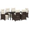 vidaXL Tuin eettafelset met kussen 7 pcs Bruin poly rattan