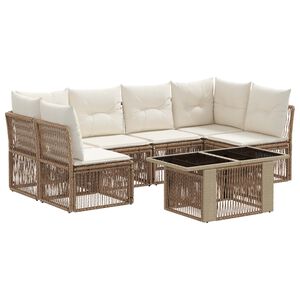 vidaXL Tuinbankenset 7 st Beige poly rattan