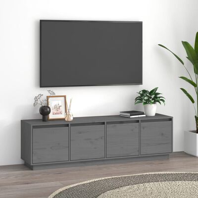 vidaXL Tv-meubel 156x37x45 cm massief grenenhout grijs
