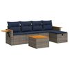 vidaXL 6-delige Loungeset met kussens poly rattan grijs