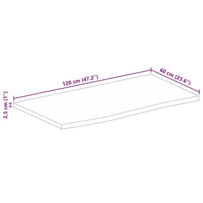 vidaXL Tafelblad met natuurlijke rand 120x60x2,5 cm massief mangohout