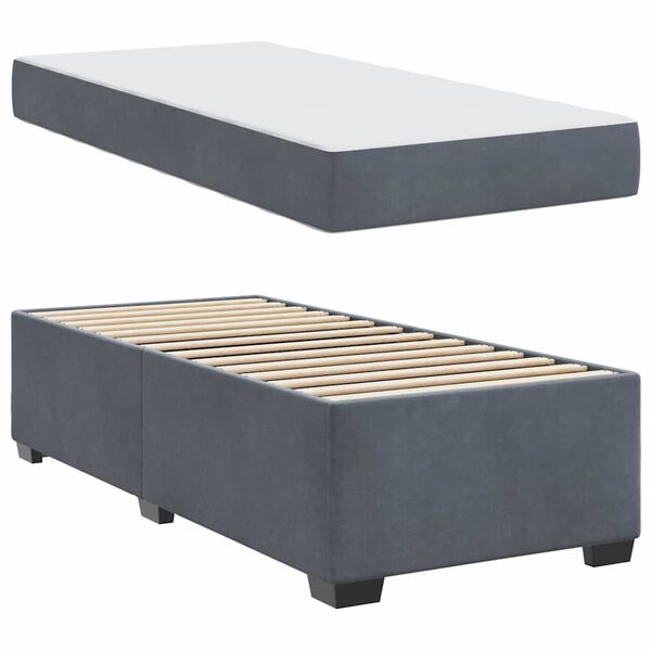 vidaXL Bedframe met matras Donkergrijs 100 x 200 cm Stof