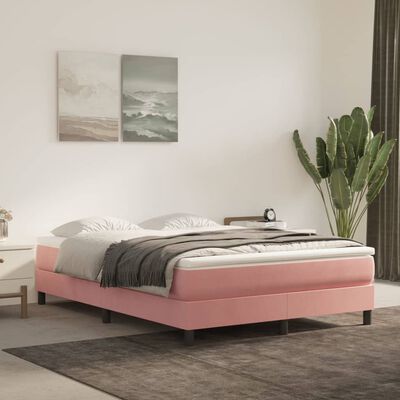 vidaXL Pocketveringmatras 140x190x20 cm fluweel roze