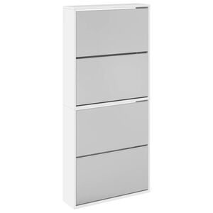 vidaXL Schoenenkast met spiegel 4-laags 63x17x134 cm hoogglans wit